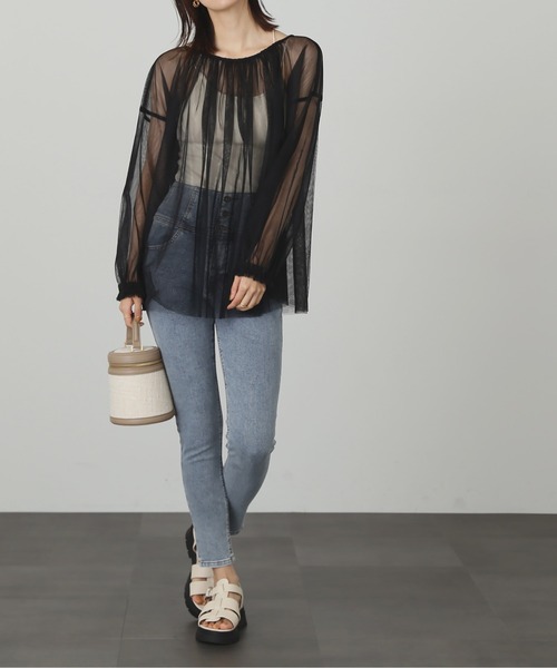 FREE'S MART（フリーズマート）の「【Sシリーズ対応】ハイウエストボタンフライスキニーデニムパンツ（デニムパンツ・レディース・ダークネイビー/ブルー系その他・MEDIUM/SMALL/X-SMALL）」の13枚目の写真