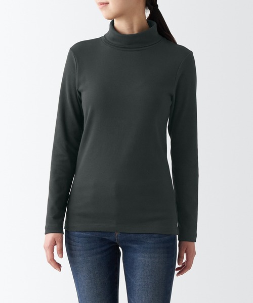 セール】ストレッチフライス編みタートルネック長袖Tシャツ（Tシャツ