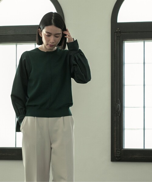 OPAQUE.CLIP（オペークドットクリップ）の「◆異素材ボリュームスリーブニットプルオーバー【洗濯機洗い可】（ニット/セーター・レディース・ブラック/チャコールグレー/ダークグリーン/ベージュ・40/36/38）」の18枚目の写真