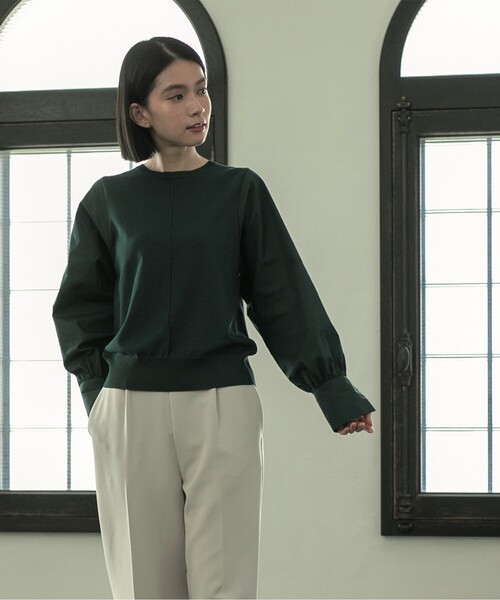 OPAQUE.CLIP（オペークドットクリップ）の「◆異素材ボリュームスリーブニットプルオーバー【洗濯機洗い可】（ニット/セーター・レディース・ブラック/チャコールグレー/ダークグリーン/ベージュ・40/36/38）」の19枚目の写真