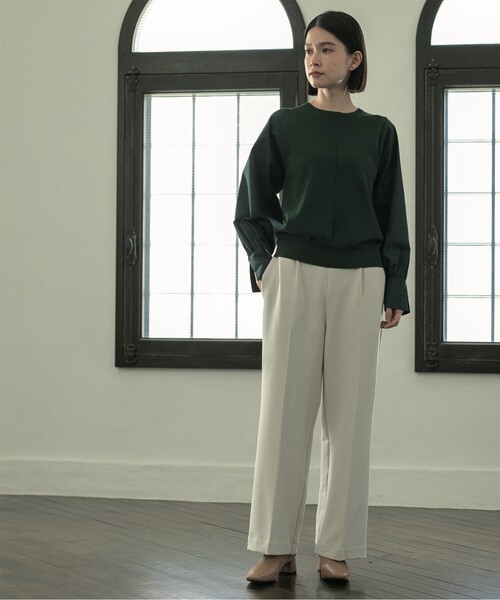 OPAQUE.CLIP（オペークドットクリップ）の「◆異素材ボリュームスリーブニットプルオーバー【洗濯機洗い可】（ニット/セーター・レディース・ブラック/チャコールグレー/ダークグリーン/ベージュ・40/36/38）」の21枚目の写真