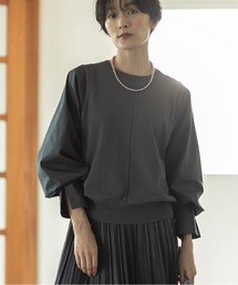 OPAQUE.CLIP | 異素材ボリュームスリーブニットプルオーバー【洗濯機洗い可】(ニット/セーター)