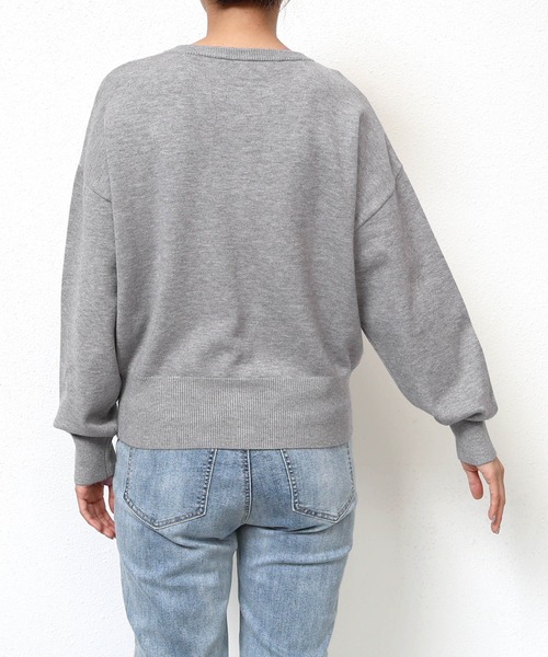 andme(アンドミー)の「【新色追加】クルーネック無地ボーダー長袖ニットカーディガン(カーディガン/ボレロ・レディース・ライトベージュ/ブルー系その他/ブラック/イエロー/クリーム/オレンジ/カーキ/グレー/レッド/ホワイト×ブラック/チャコールグレー/ブラウン系その他・M/L)」の22枚目の写真