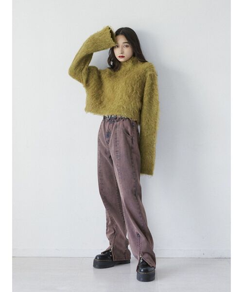 jouetie(ジュエティ)の「ファーライクショートニット(ニット/セーター・レディース・アイボリー/パープル/イエロー・MEDIUM)」の4枚目の写真