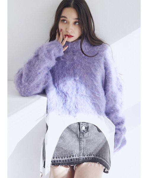 jouetie(ジュエティ)の「ファーライクショートニット(ニット/セーター・レディース・アイボリー/パープル/イエロー・MEDIUM)」の8枚目の写真