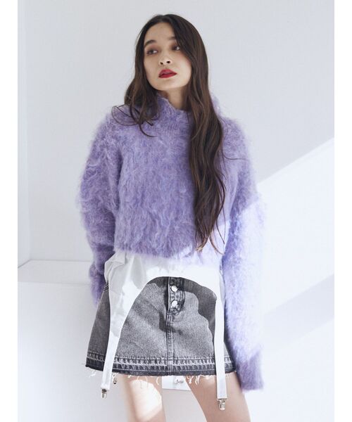 jouetie(ジュエティ)の「ファーライクショートニット(ニット/セーター・レディース・アイボリー/パープル/イエロー・MEDIUM)」の10枚目の写真