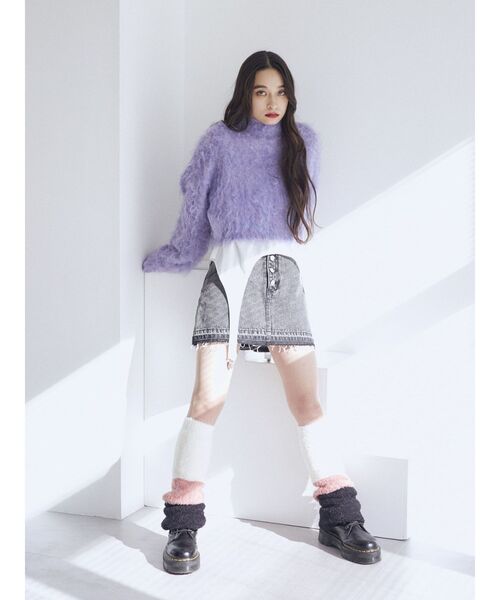 jouetie(ジュエティ)の「ファーライクショートニット(ニット/セーター・レディース・アイボリー/パープル/イエロー・MEDIUM)」の12枚目の写真