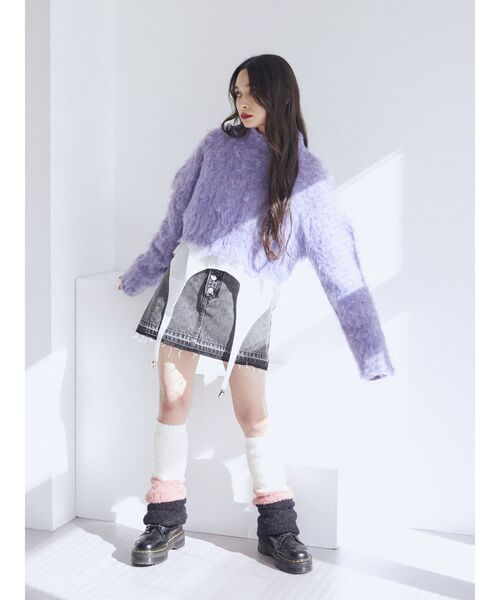 jouetie(ジュエティ)の「ファーライクショートニット(ニット/セーター・レディース・アイボリー/パープル/イエロー・MEDIUM)」の13枚目の写真