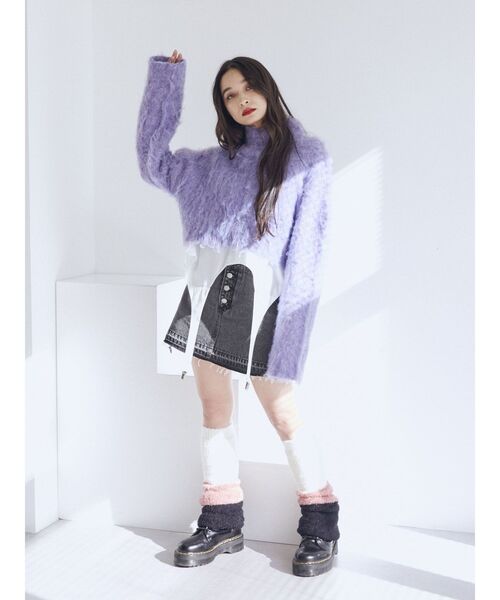 jouetie(ジュエティ)の「ファーライクショートニット(ニット/セーター・レディース・アイボリー/パープル/イエロー・MEDIUM)」の17枚目の写真