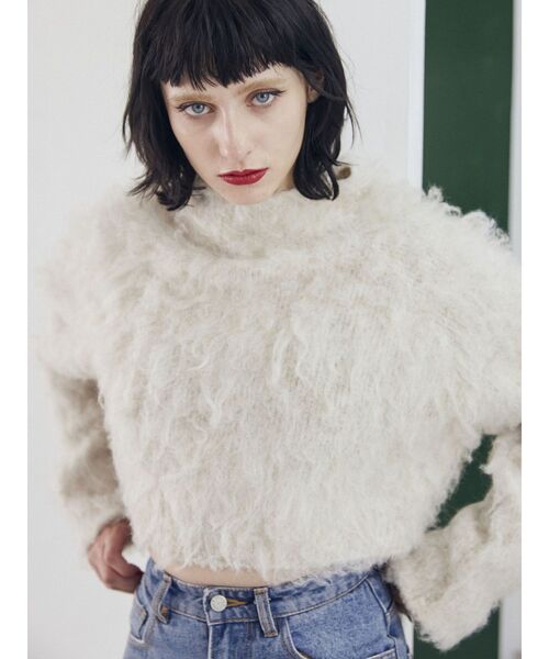 jouetie(ジュエティ)の「ファーライクショートニット(ニット/セーター・レディース・アイボリー/パープル/イエロー・MEDIUM)」の18枚目の写真