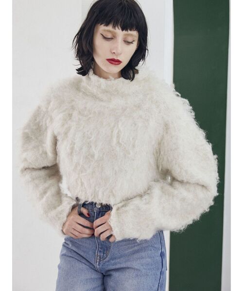 jouetie(ジュエティ)の「ファーライクショートニット(ニット/セーター・レディース・アイボリー/パープル/イエロー・MEDIUM)」の20枚目の写真