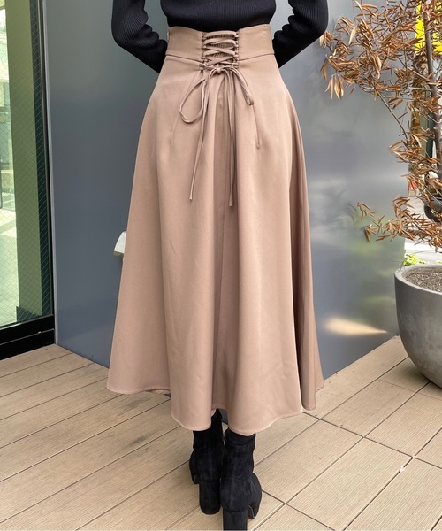 one way（ワンウェイ）の「バックレースアップフレアスカート（スカート・レディース・ブラック/ベージュ/ブラウン・FREE）」の10枚目の写真