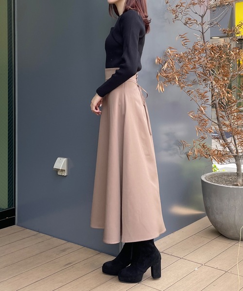 one way（ワンウェイ）の「バックレースアップフレアスカート（スカート・レディース・ブラック/ベージュ/ブラウン・FREE）」の7枚目の写真