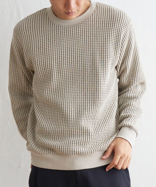 ikka（イッカ）の「ビッグワッフルクルーネックプルオーバー（スウェット・メンズ・グレー/ネイビー/ブラック/ベージュ・L/XL/M/S）」の4枚目の写真