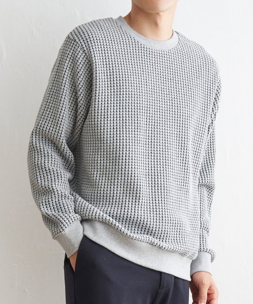 ikka（イッカ）の「ビッグワッフルクルーネックプルオーバー（スウェット・メンズ・グレー/ネイビー/ブラック/ベージュ・L/XL/M/S）」の3枚目の写真