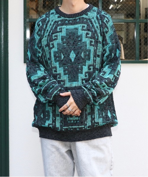 THRIFTY LOOK(スリフティールック)の「THRIFTY LOOK/スリフティールック RINKS JACQAURD CREW リンクス ジャガード C/N ニット(ニット/セーター・メンズ・グリーン/ホワイト/ピンク/パープル・MEDIUM/X-SMALL/LARGE)」の21枚目の写真