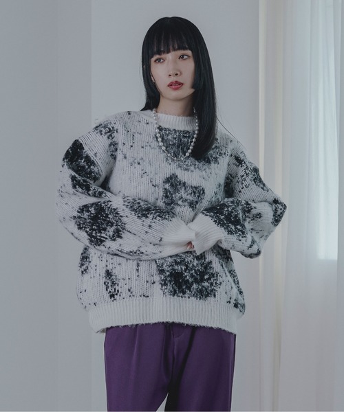 Ellno Loset(エルノロゼット)の「ニュアンスシャギーニット(ニット/セーター・メンズ・ブラック/ネイビー/オフホワイト・SMALL/MEDIUM/LARGE)」の1枚目の写真