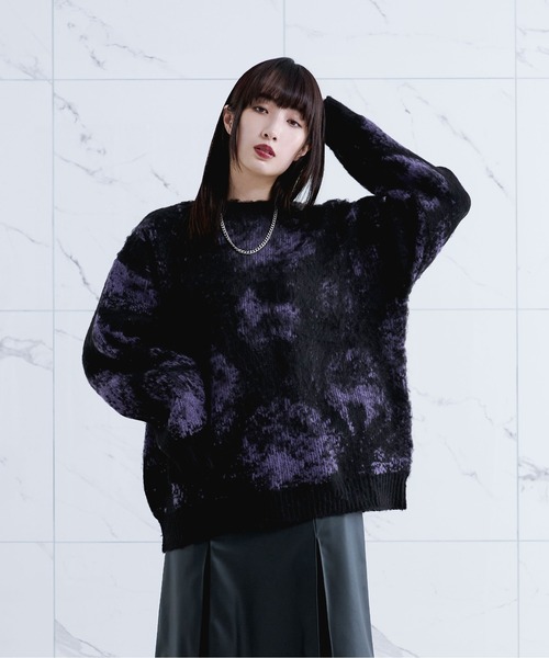 Ellno Loset(エルノロゼット)の「ニュアンスシャギーニット(ニット/セーター・メンズ・ブラック/ネイビー/オフホワイト・SMALL/MEDIUM/LARGE)」の2枚目の写真