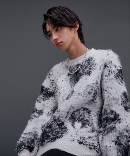 Ellno Loset(エルノロゼット)の「ニュアンスシャギーニット(ニット/セーター・メンズ・ブラック/ネイビー/オフホワイト・SMALL/MEDIUM/LARGE)」の11枚目の写真