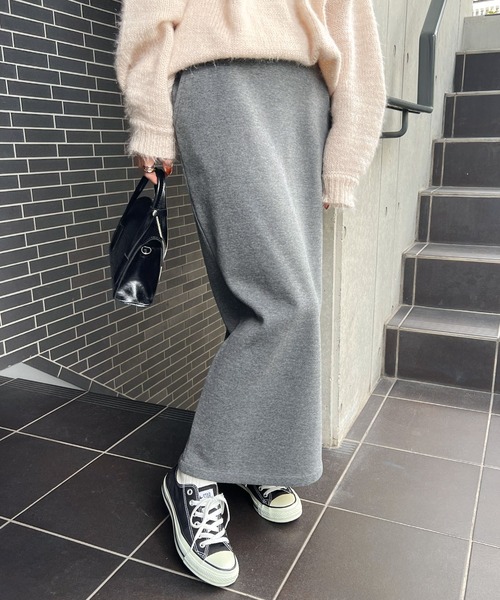 andme（アンドミー）の「ウエストゴム裏フリースタイトスカート（スカート・レディース・ブラック/アイボリー/ブラウン/チャコールグレー・M/L）」の3枚目の写真