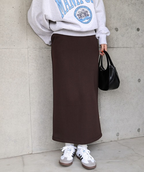 andme（アンドミー）の「ウエストゴム裏フリースタイトスカート（スカート・レディース・ブラック/アイボリー/ブラウン/チャコールグレー・M/L）」の5枚目の写真