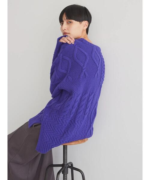 AMERICAN HOLIC（アメリカンホリック）の「パッチワークケーブルニットプルオーバー（ニット/セーター・レディース・ライトグレー系2/アイボリー/ブラック/パープル/オレンジ・M/L）」の17枚目の写真