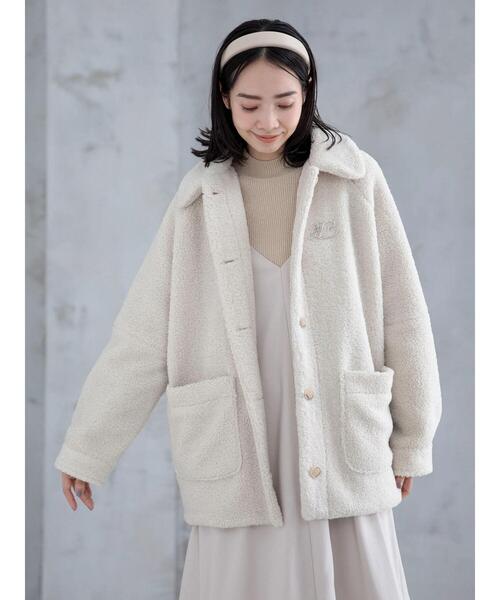 Green Parks(グリーンパークス)の「衿付きボアブルゾン(ブルゾン・レディース・チャコールグレー/アイボリー/ブルー・FREE)」の6枚目の写真