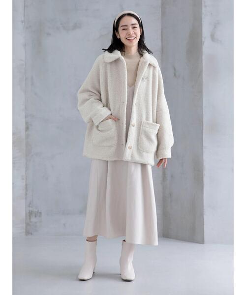 Green Parks(グリーンパークス)の「衿付きボアブルゾン(ブルゾン・レディース・チャコールグレー/アイボリー/ブルー・FREE)」の10枚目の写真