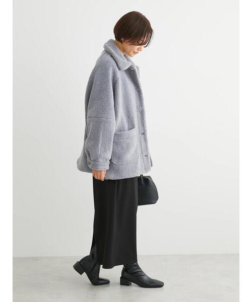 Green Parks(グリーンパークス)の「衿付きボアブルゾン(ブルゾン・レディース・チャコールグレー/アイボリー/ブルー・FREE)」の13枚目の写真