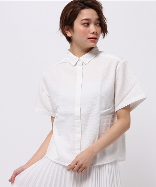 OUTLET（アウトレット）の「【CIAOPANIC TYPY】ハニカムヒヨクショートスリーブシャツ（シャツ/ブラウス・レディース・ホワイト/ブラック・SMALL/MEDIUM）」の2枚目の写真