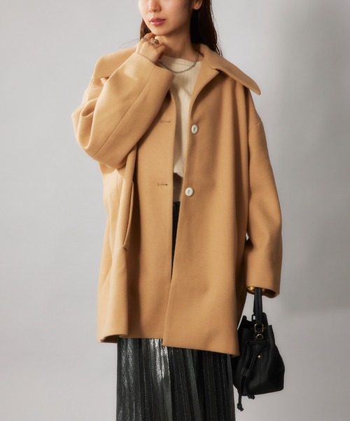 ステンカラーコートM タイバニ(カード付き) セール】【SETUP7】ビッグカラーバルマカーンコート ステンカラー