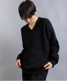 En serio TOKYO | フラッフィーヤーン 片畦編み Vネック ニット(ニット/セーター)