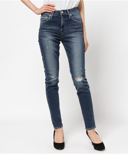 HYSTERIC GLAMOUR(ヒステリックグラマー)の「USED加工Sデニム ハイライズスキニーPT(デニムパンツ・レディース・インディゴブルー/ブラック・X-SMALL/SMALL/MEDIUM/XX-SMALL)」の2枚目の写真