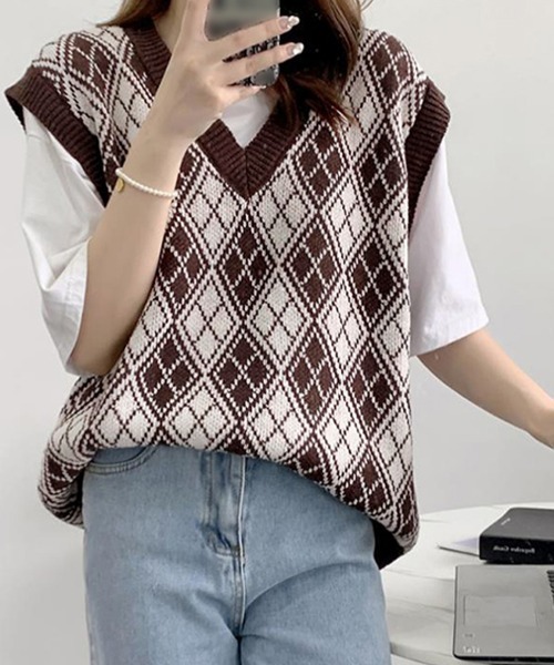 Miniministore(ミニミニストア)の「ニットベストレディース秋冬ニットトップス(ベスト・レディース・ブラウン/グレー・フリー)」の20枚目の写真