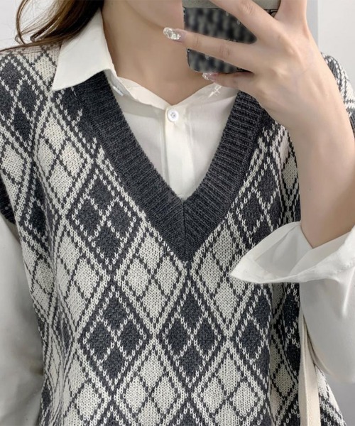 Miniministore(ミニミニストア)の「ニットベストレディース秋冬ニットトップス(ベスト・レディース・ブラウン/グレー・フリー)」の16枚目の写真