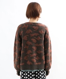 ScoLar（スカラー）の「133704：ふくれジャガードのネコ柄カーディガン