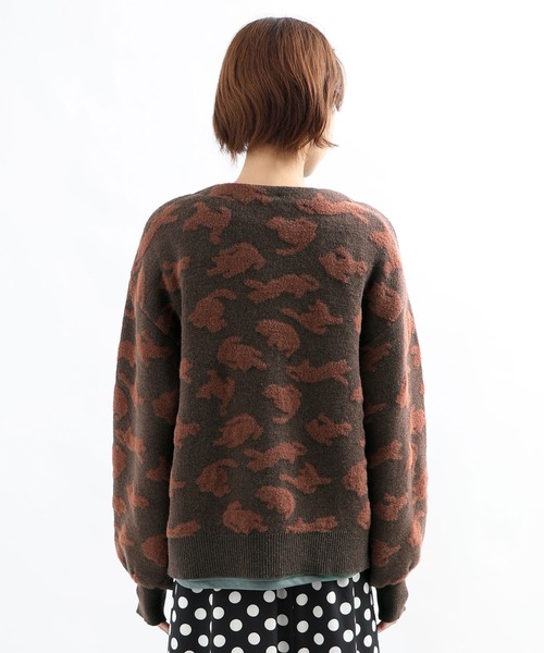 ScoLar（スカラー）の「133704：ふくれジャガードのネコ柄カーディガン