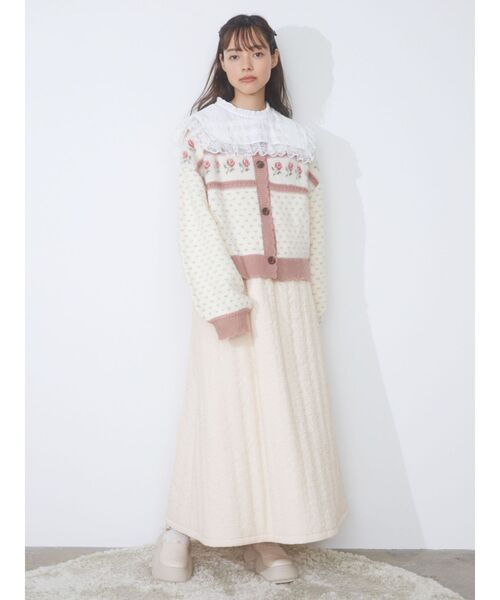 merry jenny（メリージェニー）の「flower gardenニットカーディガン（カーディガン/ボレロ・レディース・ピンク/ブルー・FREE）」の3枚目の写真