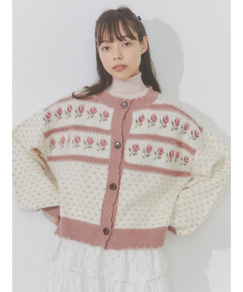 merry jenny（メリージェニー）の「flower gardenニットカーディガン（カーディガン/ボレロ・レディース・ピンク/ブルー・FREE）」の12枚目の写真