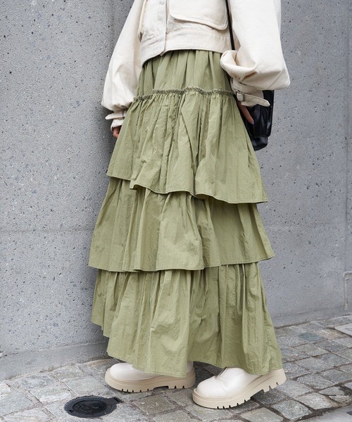 CIAOPANIC（チャオパニック）の「【リバイバル】ボリュームナイロンティアードスカート（スカート・レディース・ブラック/オフホワイト/カーキ/キャメル・FREE）」の16枚目の写真
