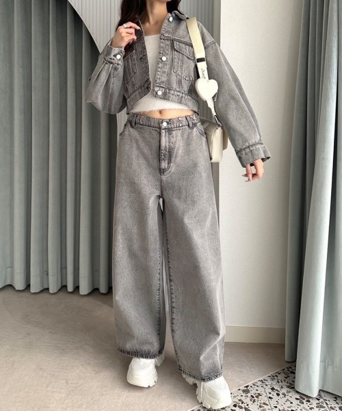 OLIVE des OLIVE（オリーブデオリーブ）の「プラマイ10cm体型カバーデニムパンツ　1041030030（デニムパンツ・レディース・ブルー/サックスブルー/グレー・SMALL/MEDIUM）」の4枚目の写真