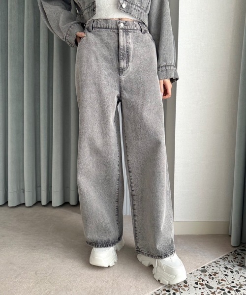 OLIVE des OLIVE（オリーブデオリーブ）の「プラマイ10cm体型カバーデニムパンツ　1041030030（デニムパンツ・レディース・ブルー/サックスブルー/グレー・SMALL/MEDIUM）」の7枚目の写真