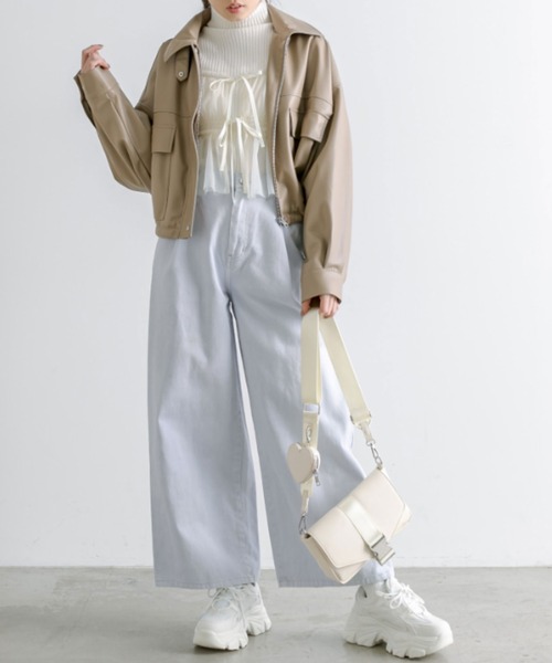 OLIVE des OLIVE（オリーブデオリーブ）の「プラマイ10cm体型カバーデニムパンツ　1041030030（デニムパンツ・レディース・ブルー/サックスブルー/グレー・SMALL/MEDIUM）」の8枚目の写真