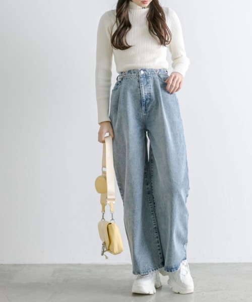 OLIVE des OLIVE（オリーブデオリーブ）の「プラマイ10cm体型カバーデニムパンツ　1041030030（デニムパンツ・レディース・ブルー/サックスブルー/グレー・SMALL/MEDIUM）」の17枚目の写真