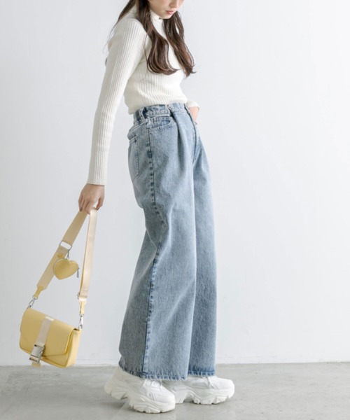 OLIVE des OLIVE（オリーブデオリーブ）の「プラマイ10cm体型カバーデニムパンツ　1041030030（デニムパンツ・レディース・ブルー/サックスブルー/グレー・SMALL/MEDIUM）」の18枚目の写真