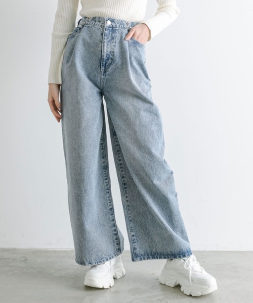 OLIVE des OLIVE（オリーブデオリーブ）の「プラマイ10cm体型カバーデニムパンツ　1041030030（デニムパンツ・レディース・ブルー/サックスブルー/グレー・SMALL/MEDIUM）」の20枚目の写真