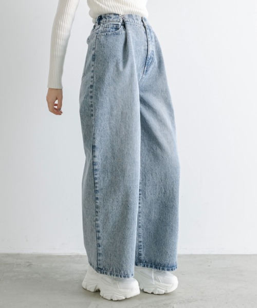 OLIVE des OLIVE（オリーブデオリーブ）の「プラマイ10cm体型カバーデニムパンツ　1041030030（デニムパンツ・レディース・ブルー/サックスブルー/グレー・SMALL/MEDIUM）」の21枚目の写真