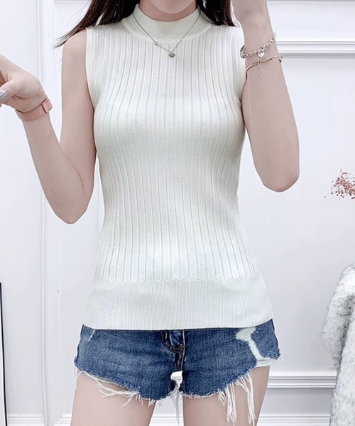 Miniministore(ミニミニストア)の「リブニットトップスレディースタンクトップ(ニット/セーター・レディース・ワインレッド/グレー/ブラック/グリーン/ホワイト・フリー)」の17枚目の写真