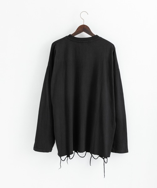 Ressaca(レサーカ)の「オーバーサイズ クルーネックダメージ加工 長袖Tシャツ(Tシャツ/カットソー・メンズ・グレー/ブラック/ホワイト・L/M/XL/XXL)」の6枚目の写真