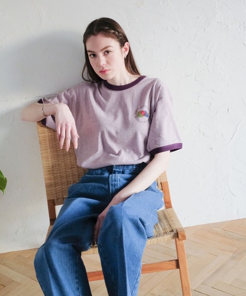 FRUIT OF THE LOOM(フルーツオブザルーム)の「リンガーTシャツ2(Tシャツ/カットソー・メンズ・グリーン/パープル/アイボリー・M/L/XL)」の7枚目の写真